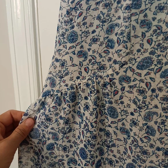 Canyon River Blues Paesant Pre-owned Blue&White Long Sleeve Summer Blouse  Sheer - Picture 7 of 11